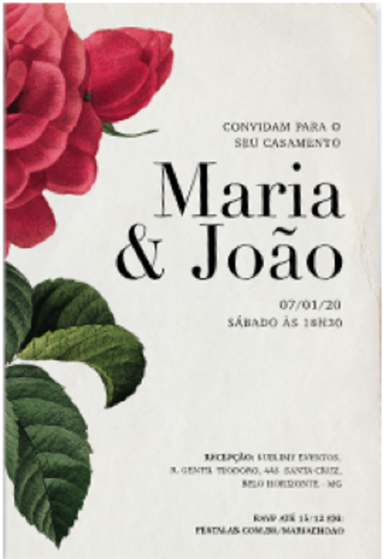 Convite de Casamento Joliz