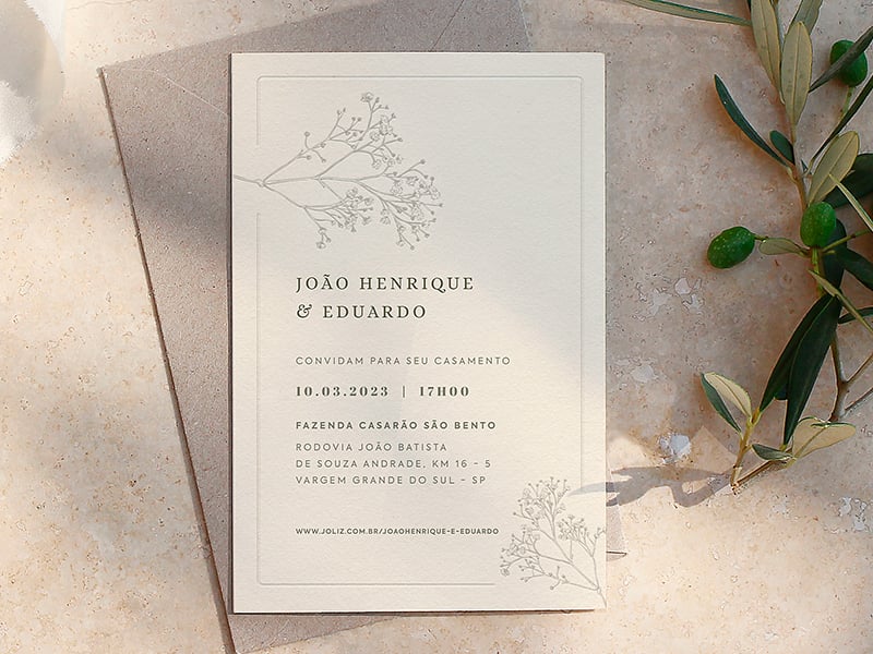 Convite de Casamento Delicadeza Campestre em Mosquitinhos