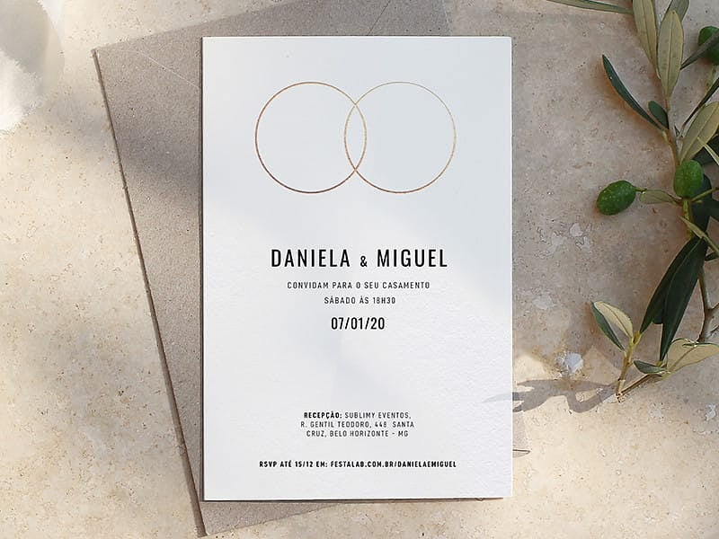 Convite de Casamento Minimalista Alianças