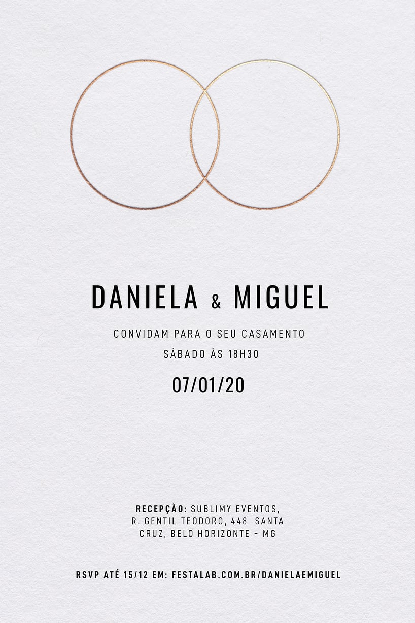 Convite de casamento dourado - Joliz