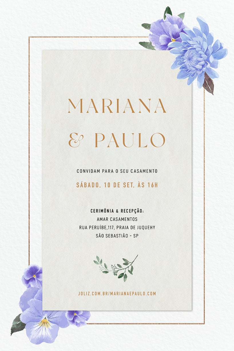 Convite de casamento floral - Joliz