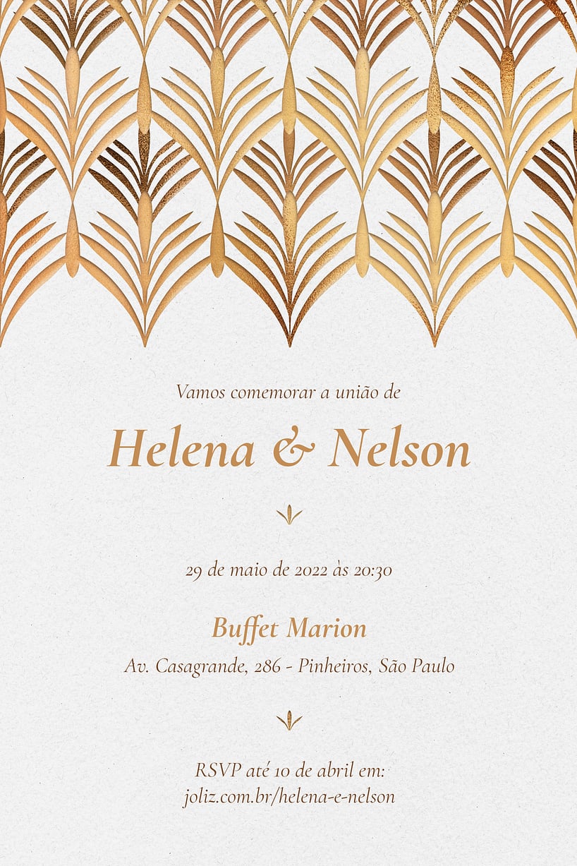 Convite de casamento dourado - Joliz