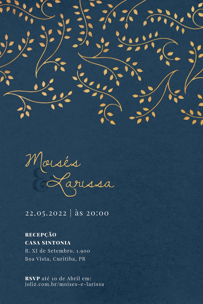 Convite de casamento azul - Joliz