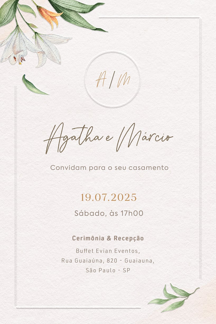 Convite de casamento floral - Joliz