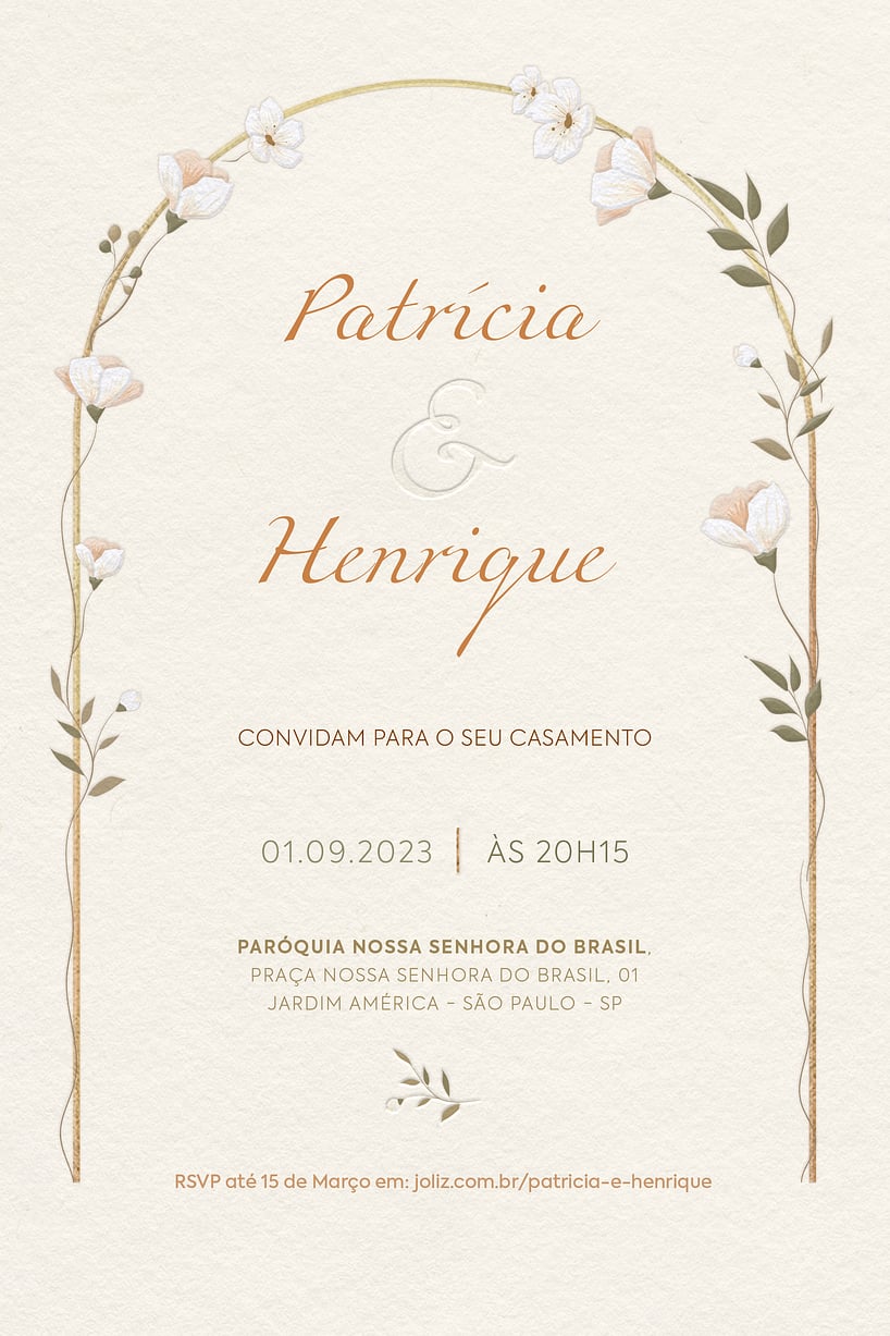 Convite de casamento floral - Joliz
