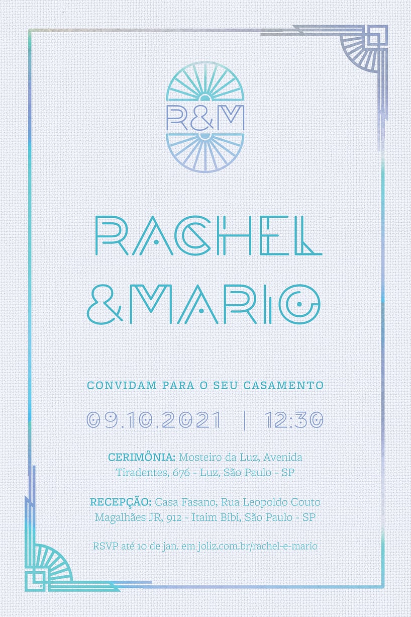 Convite de casamento azul - Joliz