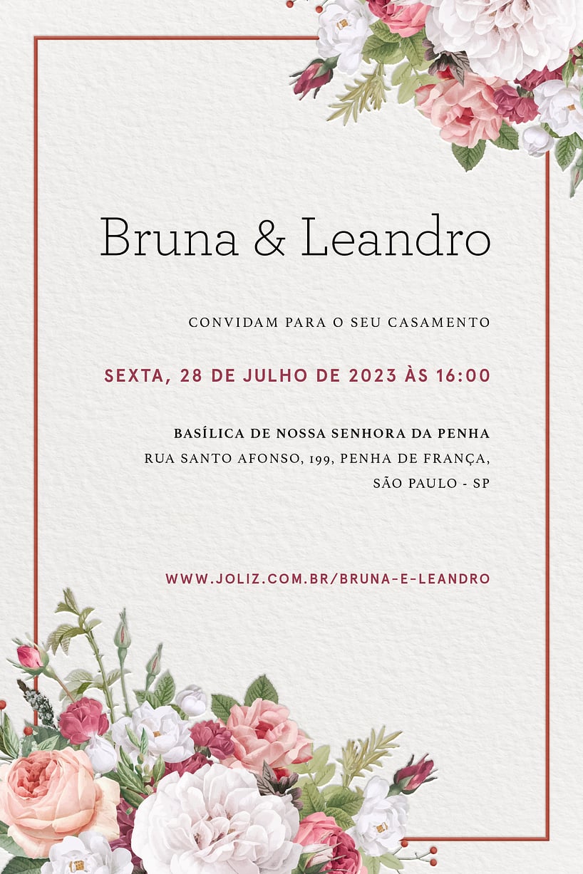 Convite de Casamento - Buque de flores do campo