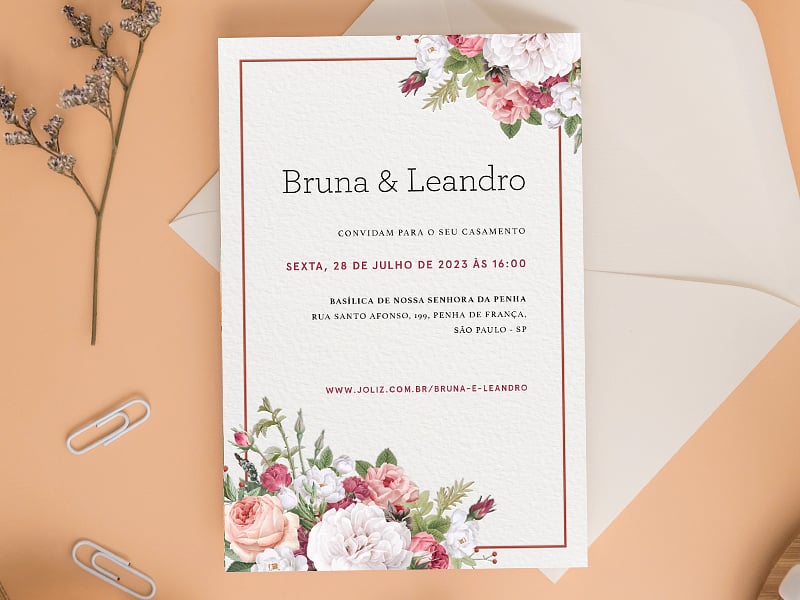 Grátis - Fazer convite online convite digital Casamento Minimalista Boho  Chic com detalhes em roxo