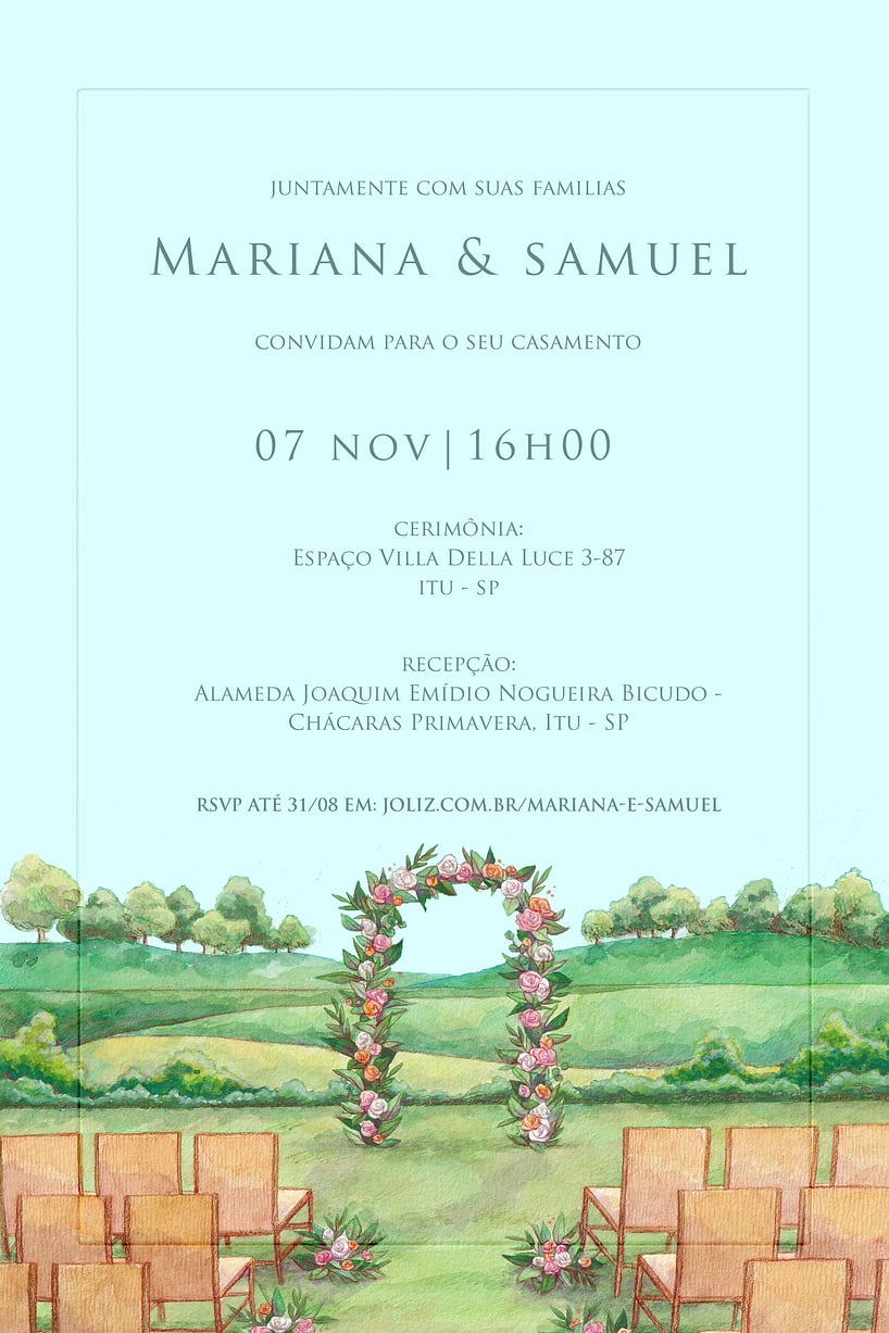 Convite de casamento floral - Joliz