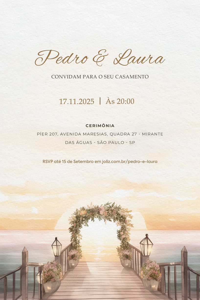 Convite de casamento rose gold - Joliz