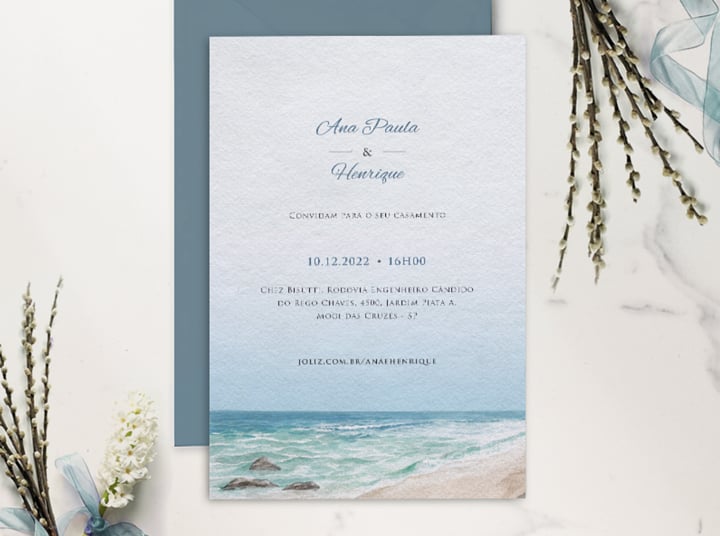 Convite de Casamento Mar em Aquarela