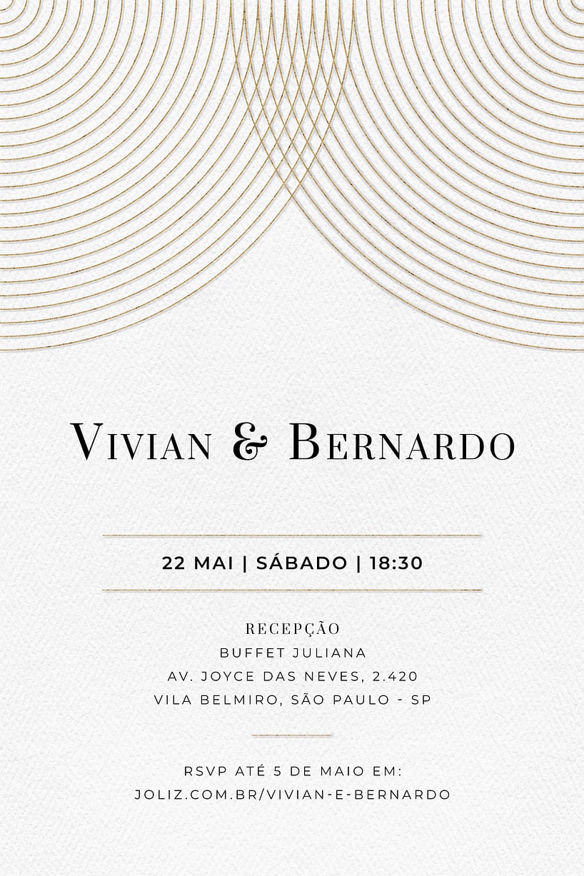 Convite de casamento dourado - Joliz