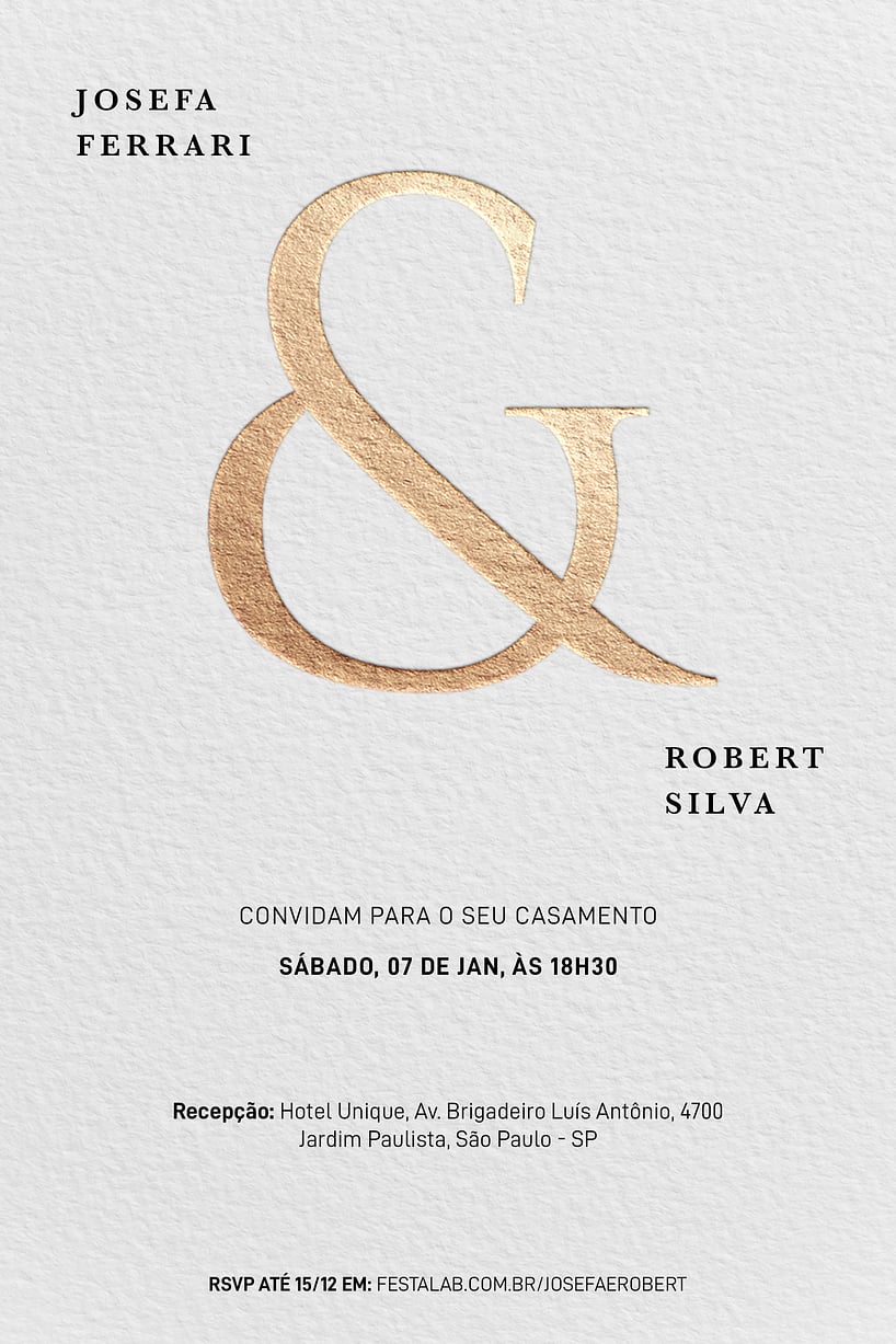 Convite de casamento dourado - Joliz