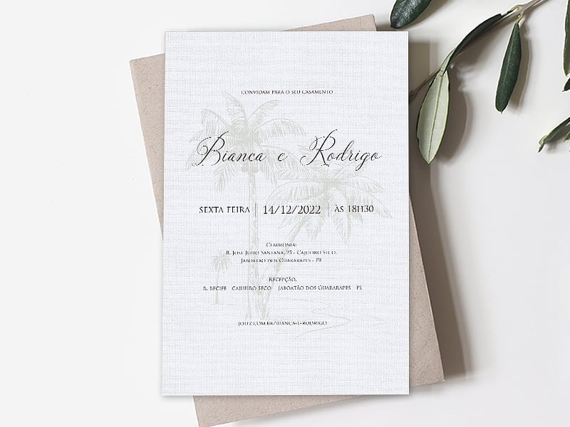 Convite de Casamento Chique Praiano