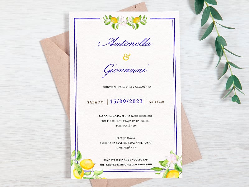Convite de Casamento Riviera Limoncello