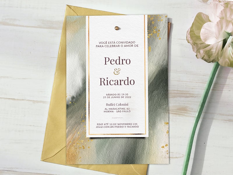 Convite de Casamento Rústico Cinza