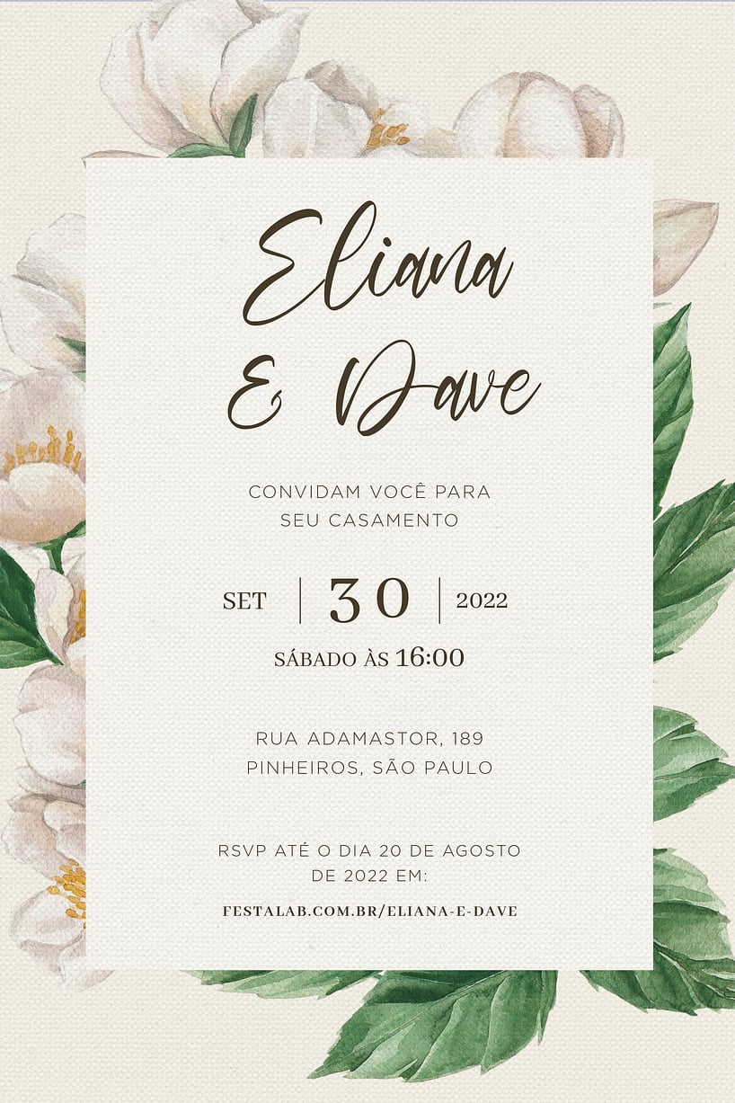 Convite de Casamento - Flor de Jasmin