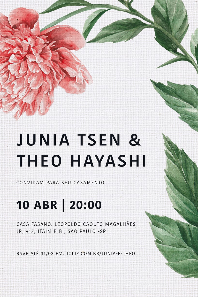 Convite de casamento floral - Joliz