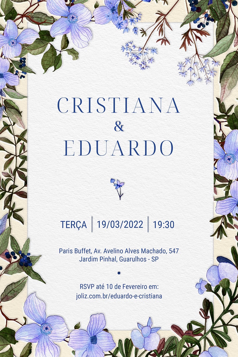 Convite de Casamento - Floral Lilas