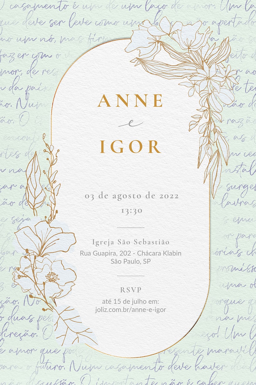 Convite de casamento floral - Joliz