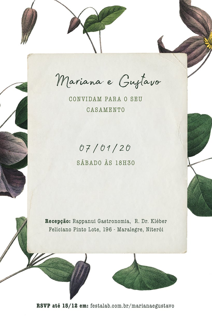 Convite de casamento floral - Joliz