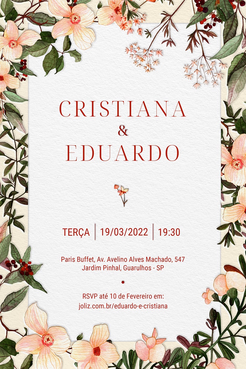Convite de casamento floral - Joliz