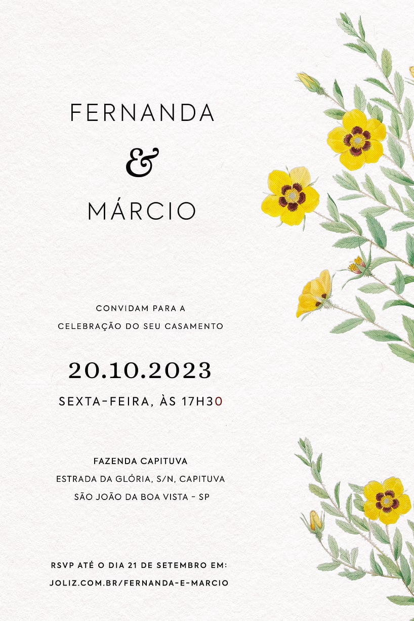 Convite de casamento floral - Joliz