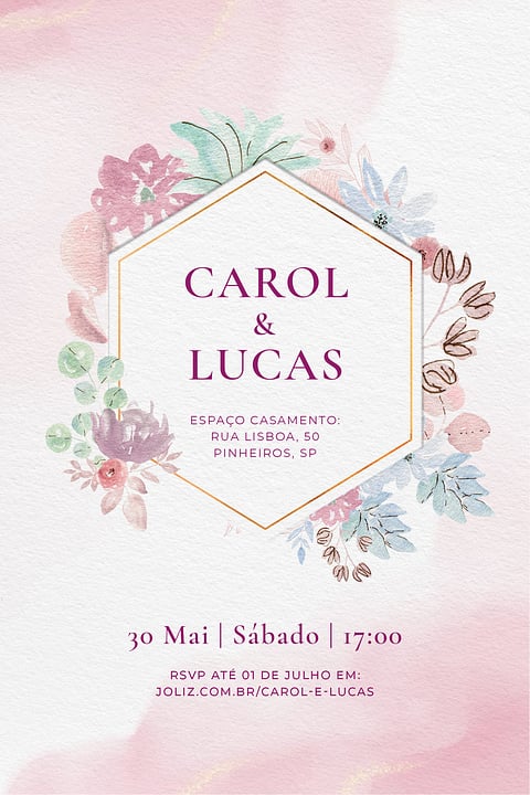 Convite de casamento floral - Joliz