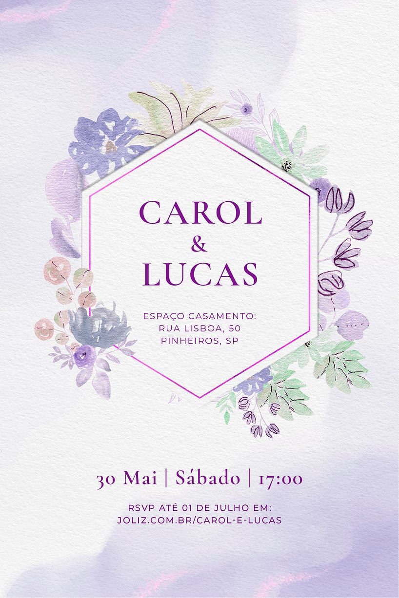 Convite de casamento floral - Joliz
