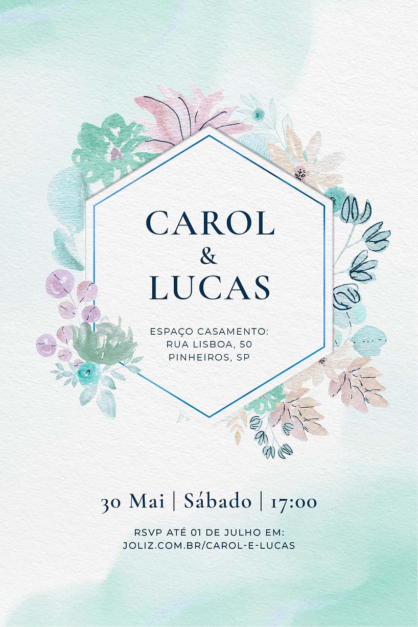 Convite de casamento floral - Joliz