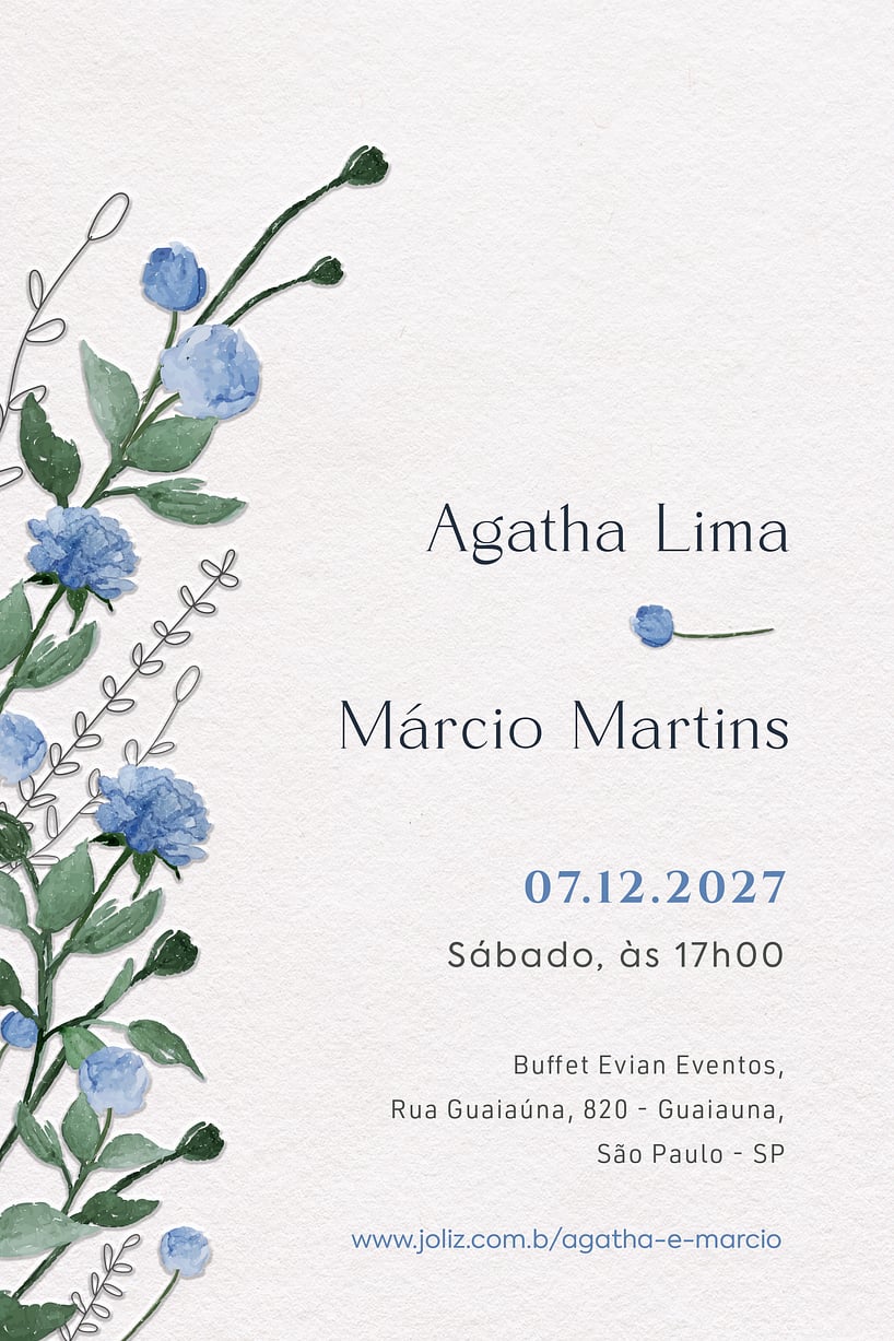 Convite de casamento floral - Joliz