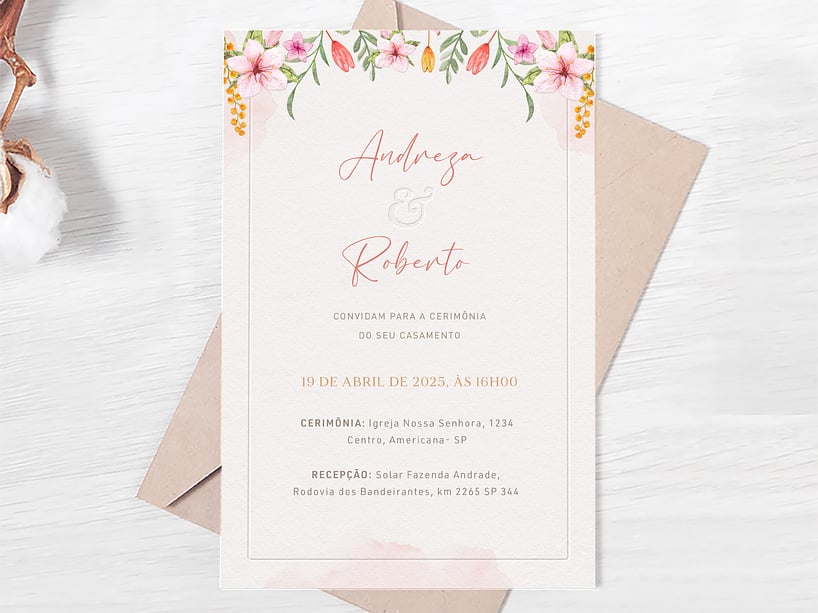 Convite de Casamento Primavera das flores