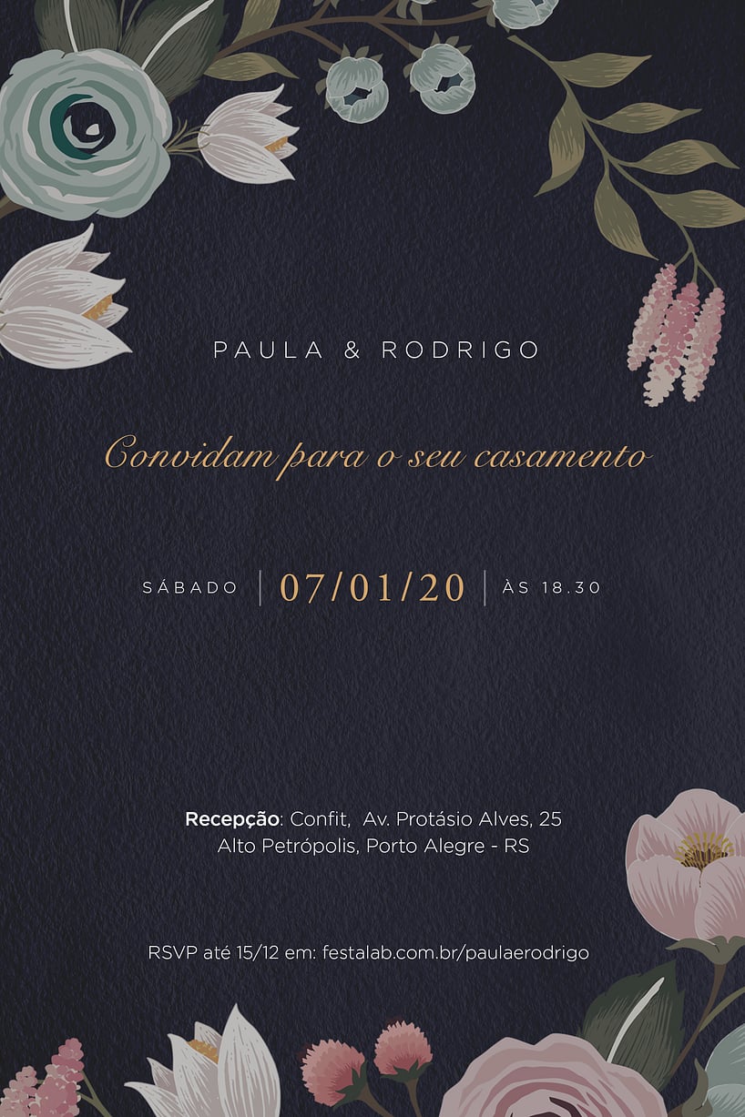 Convite de casamento floral - Joliz