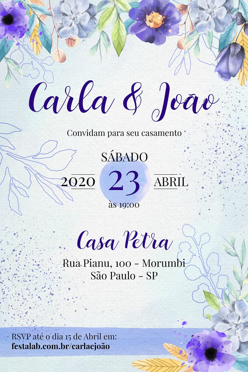 Convite de casamento floral - Joliz