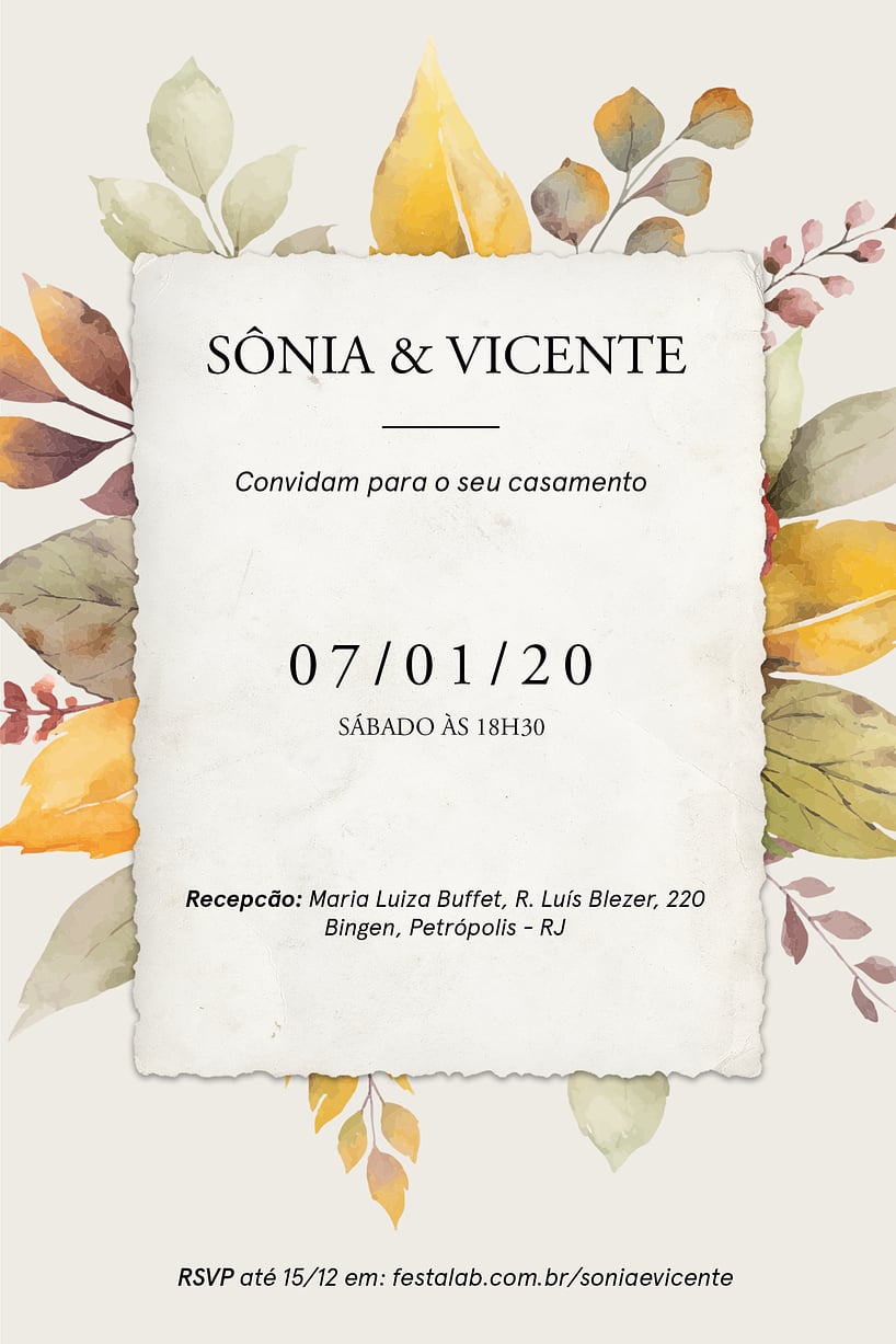Convite de casamento floral - Joliz