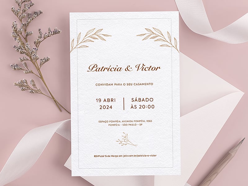 Grátis - Fazer convite online convite digital Casamento Minimalista Boho  Chic com detalhes em roxo