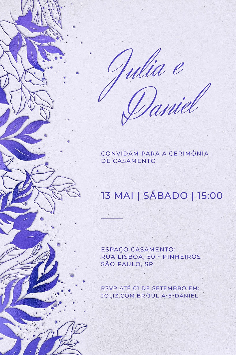 Convite de casamento luxuoso - Joliz