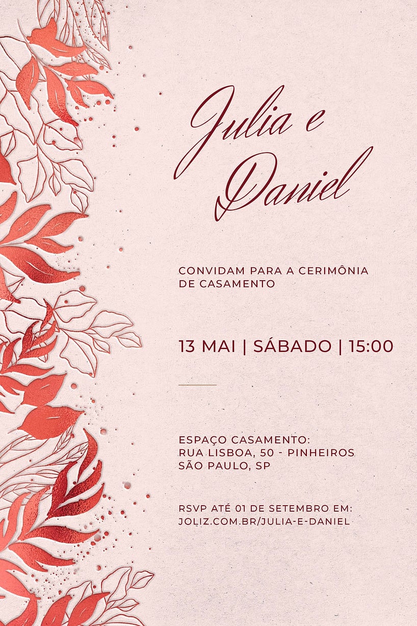 Convite de casamento luxuoso - Joliz