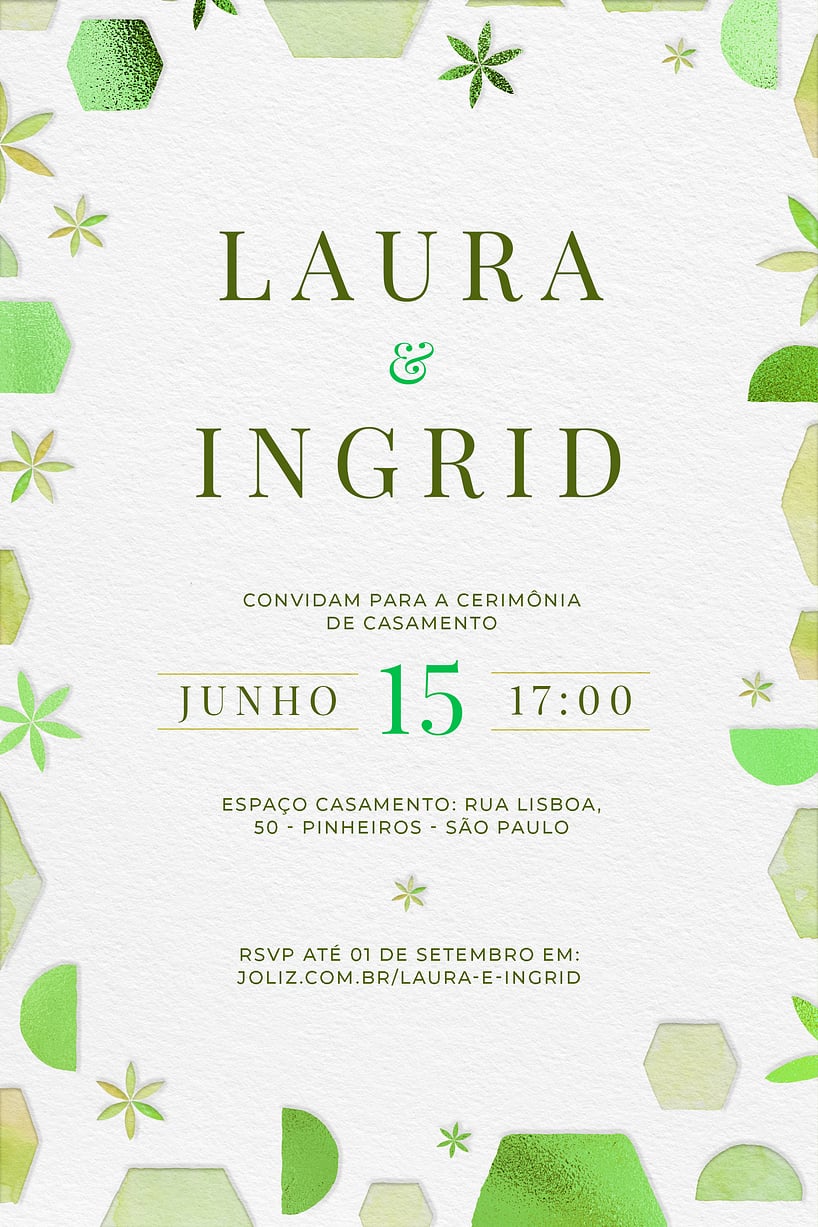 Convite de casamento verde - Joliz
