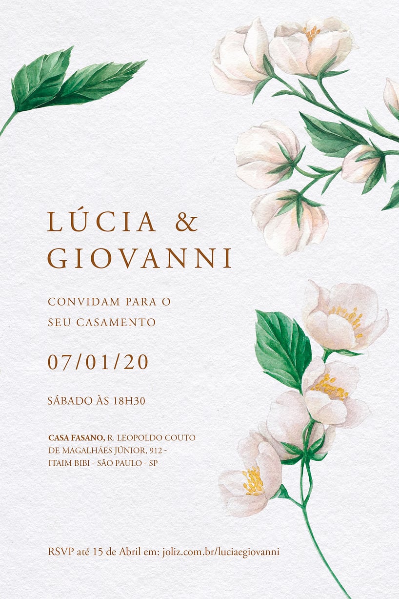 Convite de casamento floral - Joliz