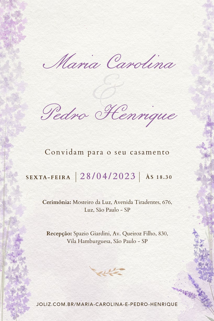 Convite de casamento floral - Joliz