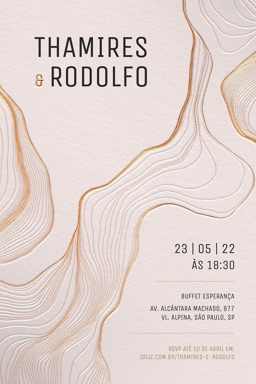 Convite de casamento dourado - Joliz