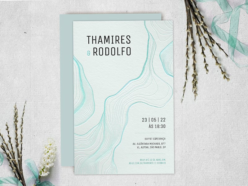 Convite de Casamento Minimalista Traços Tiffany