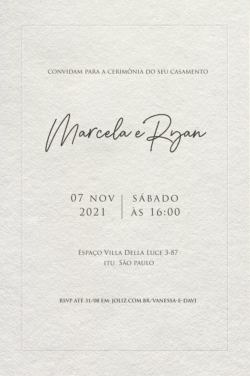Convite de casamento minimalista - Joliz