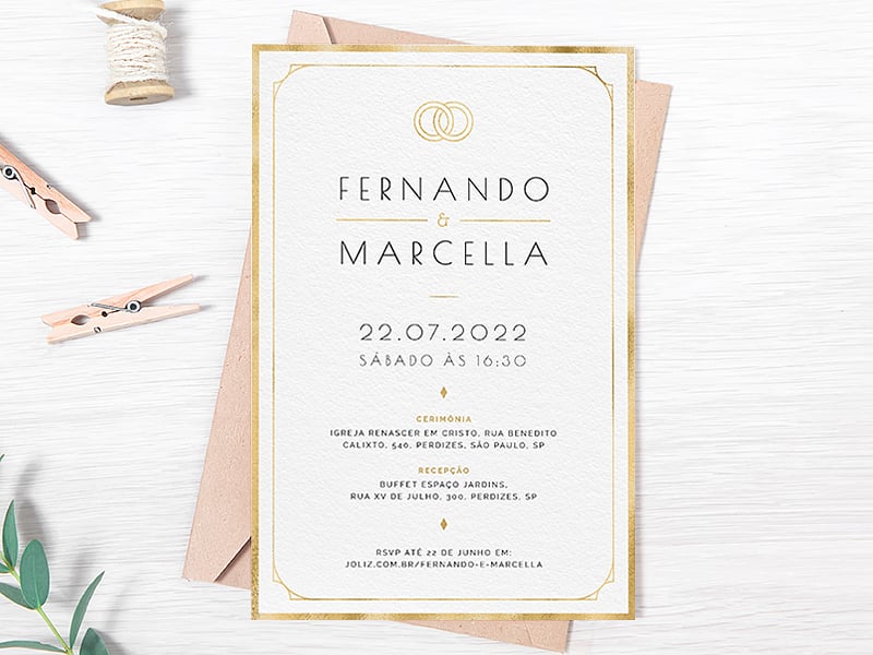 Convite de Casamento Minimalismo Luxuoso