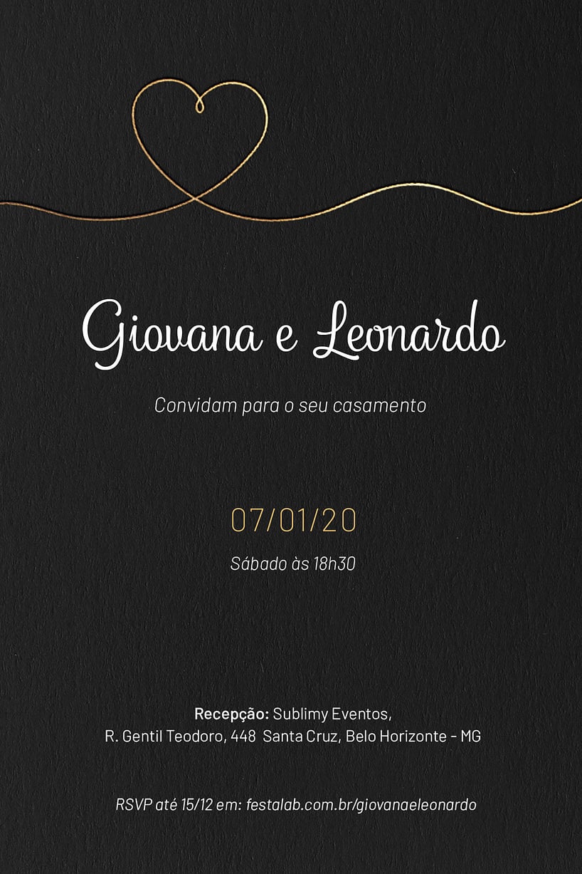 Convite de casamento dourado - Joliz