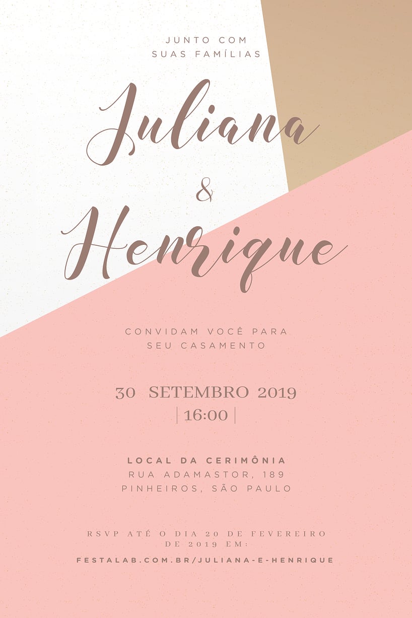 Convite de casamento dourado - Joliz