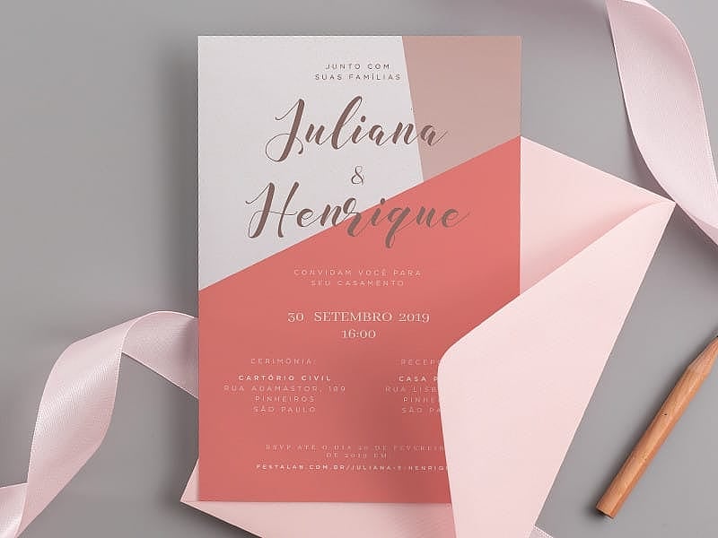 Convite de Casamento Moderno Abstrato 