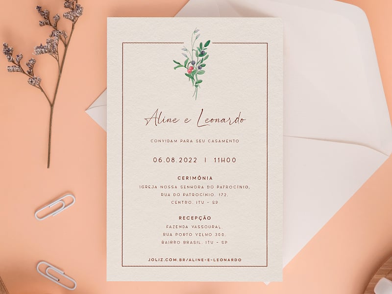 Convite de Casamento Arranjo dos Mirtilos 