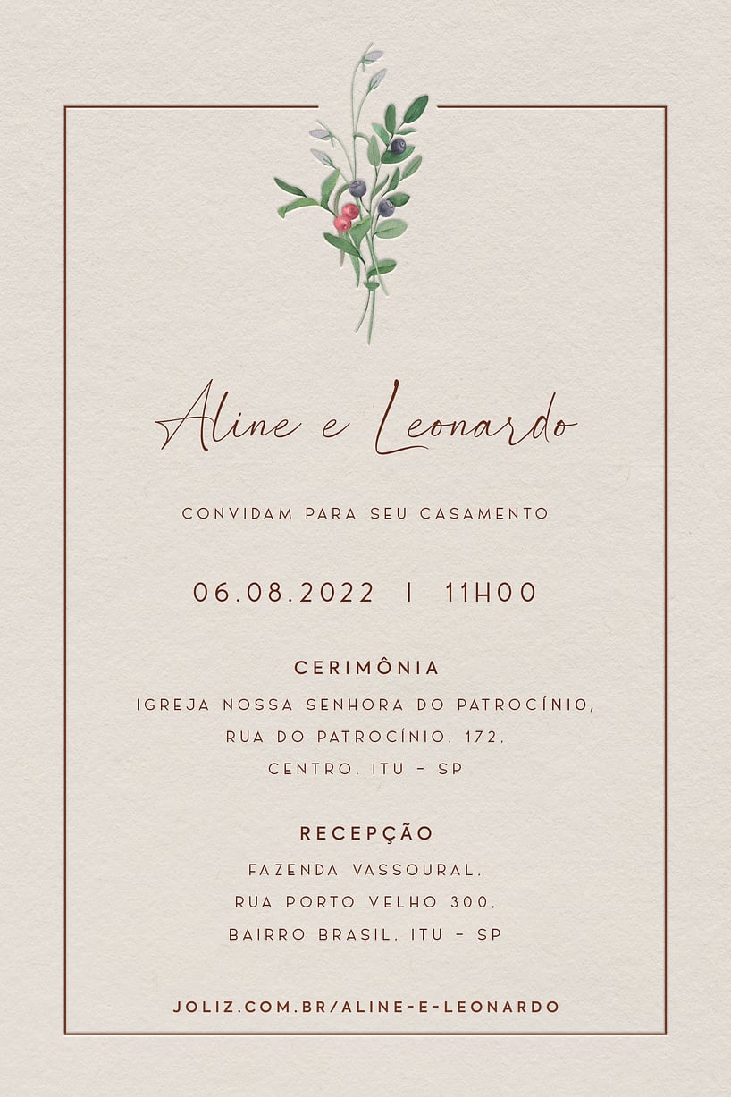 Convite de casamento minimalista - Joliz